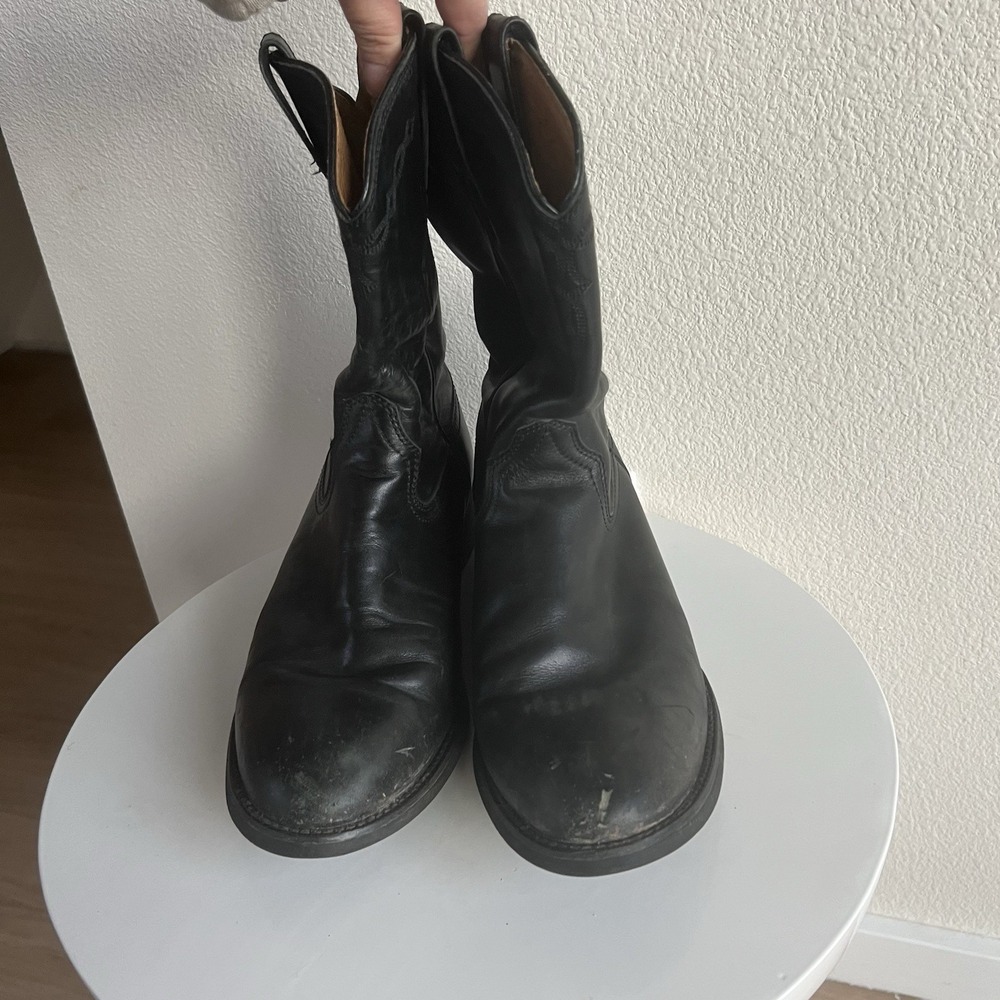 Ariat Mens 9D Heritage Roper Black Leather Cowboy Boots Western Classic EUC - Picture 4 of 8